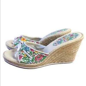 Tommy Hilfiger canvas wedge Sandals in floral pattern